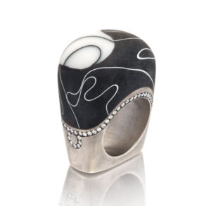 Submission by Jennifer Rabe Morin for the 2011 black and white American Jewelry Design Council Project